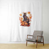 Magische zwarte kat in het herfstbos - Celestial F Wandkleed (In situ)