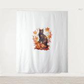 Magische zwarte kat in het herfstbos - Celestial F Wandkleed (Voorkant)