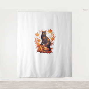 Magische zwarte kat in het herfstbos - Celestial F Wandkleed