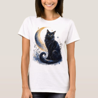 Magische Zwarte Kat Onder Maan PNG | Boho Gothic T T-shirt