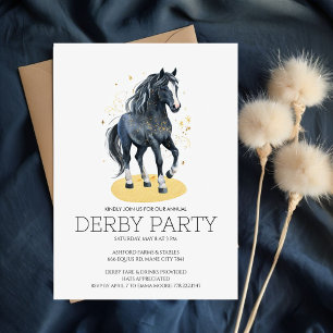 Magische Zwarte Paard Gouden Glitter Kentucky Derb Kaart