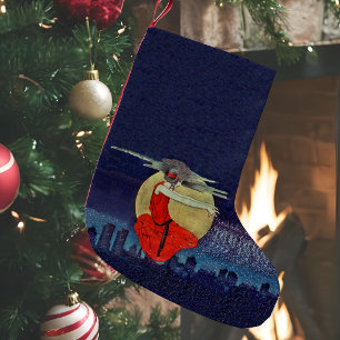 Magische Zwevende Vrouw Maan Nacht Hemel Heks Kleine Kerstsok