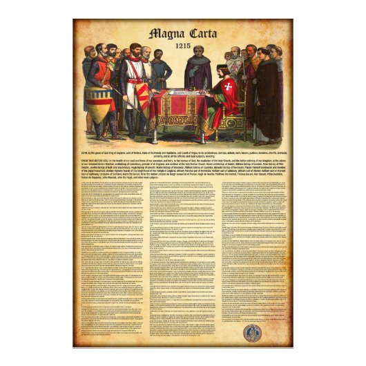 MAGNA CARTA 1215 - Engelse tekst Foto Afdruk (Voorkant)
