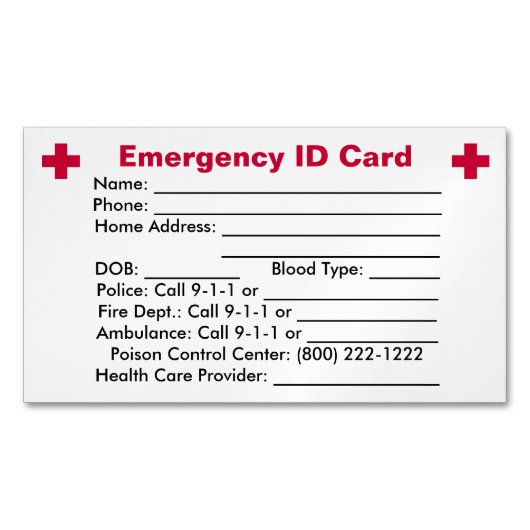 Magnat de carte d'identité d'urgence (devant)