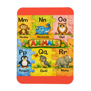 Magneet alfabet voor peuters M-R met dieren