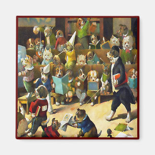 Magneet: Dog School door Louis Wain Magneet