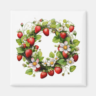 Magneet met aardbeienguirlande