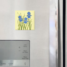 Magneet met blauwe irisbloemen