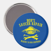 magneet met Bob's Saucer Repair logo (Voorkant / Achterkant)