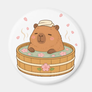 Magneet met Cute Capybara Sakura Onsen Kersenbloes