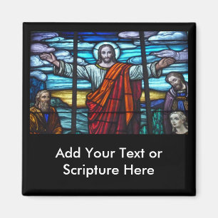 Magneet met glas-in-loodraam Jezus Christus