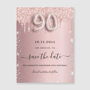 Magneet met roze glitters en tekst 'save the date'