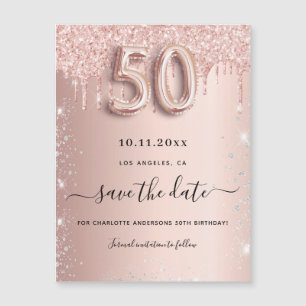 Magneet met roze glitters om te bewaren voor de 50