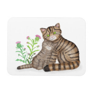 Magneet met Schotse wilde kat en jong