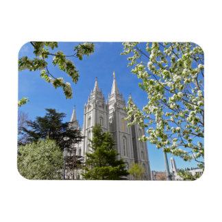 Magneet met SLC Temple met witte bloemen