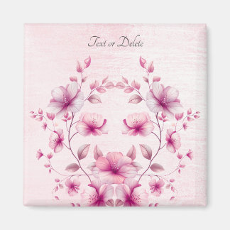 Magneet met waterverf roze bloemen
