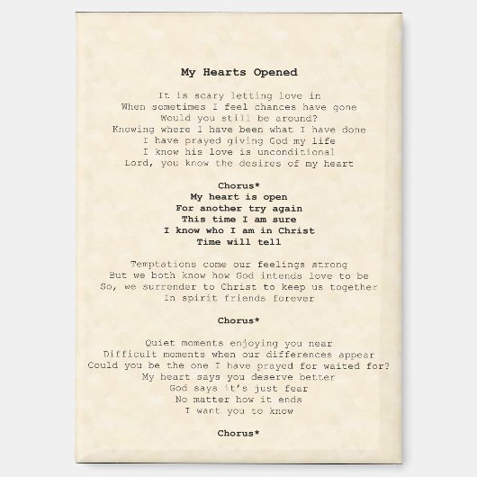 Magneet; Mijn Hart is geopend Magneet (Voorkant)