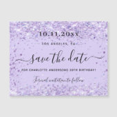 Magneet om de datum van het violette glitter-verja (Voorkant)