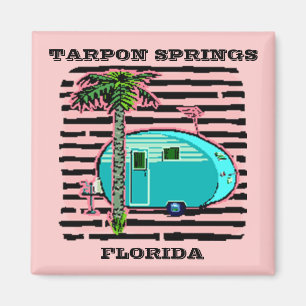 MAGNEET- RETRO CAMPING IN CANNED-HAM STIJL TRAILER MAGNEET