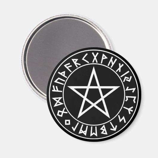 magneet Rune Pentacle op zwart (Voorkant / Achterkant)
