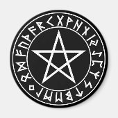 magneet Rune Pentacle op zwart (Voorkant)
