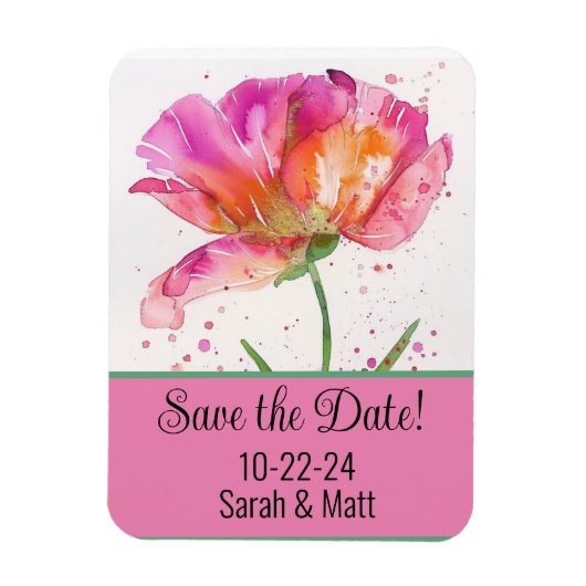 Magneet save the date roze (Verticaal)