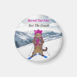 Magneet, Shred de Pow Ski Cat Magneet