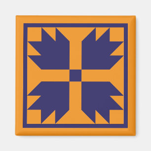 Magneet - UC Beer Paw Quiltblok (blauw op goud)