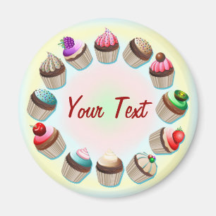 Magneet van de Cirkel van Cupcakes de Kleurrijke