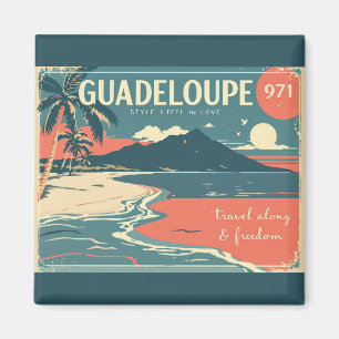 Magneet vintage Guadeloupe 971 – Tropisch strand r