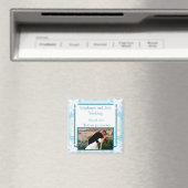 Magneet voor aankondiging 5x5 cm blauwe madeliefje (Insitu (Vaatwasser))