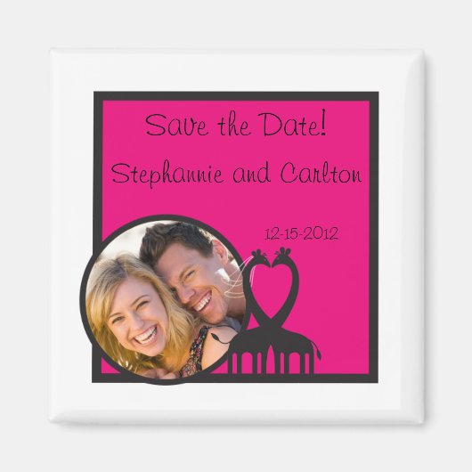 Magneet voor trouwannonce met giraffen hart (Voorkant)