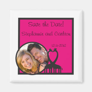 Magneet voor trouwkaart met giraffenhart