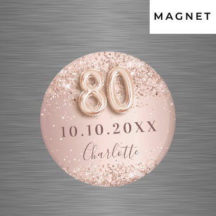 Magneet voor uitnodiging 80ste verjaardag roze gou