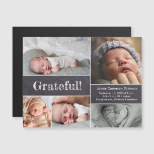 Magneetfotocollage Grateful baby geboorte Magnetische Uitnodiging