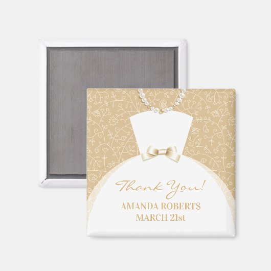 Magneetje als bedankje voor bruids douche favoriet magneet (Voorkant / Achterkant)