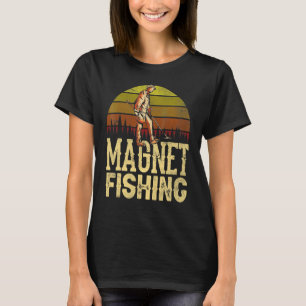 Magneetvissen Retro Metaal Schatjacht Visser T-shirt