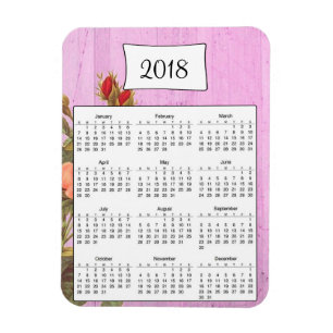 Magnet 2018 Rustique Purple Floral Bois Calendrier