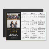 Magnet 2023 Business 2 Photo Gold Script Calendrie (Devant / Derrière)