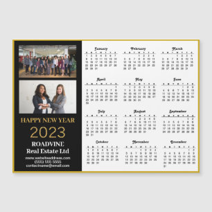 Magnet 2023 Business 2 Photo Gold Script Calendrie