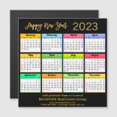 Magnet 2023 Modern Gold Black Business Calendar (Devant / Derrière)