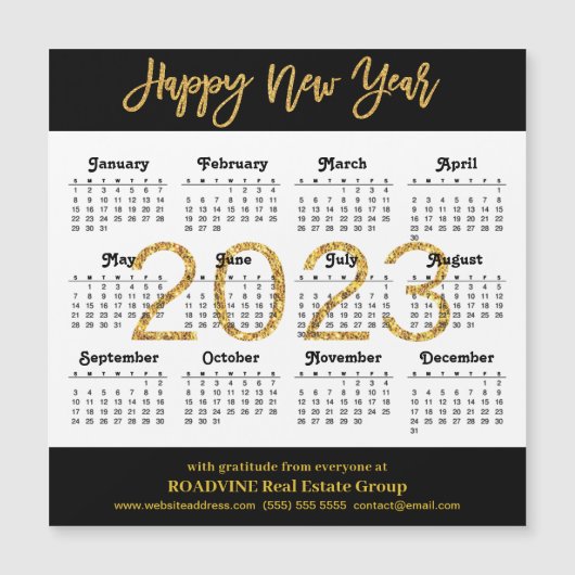 Magnet 2023 Modern Gold Script Business Calendar (Devant)