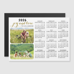 Magnet 2026 Photo Calendar Nom de famille Blanc No