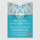 Magnet 5x7 Turquoise, Argent 25e Anniversaire (Devant)