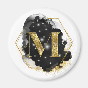 Magnet à monogramme M pailleté Glam Gold