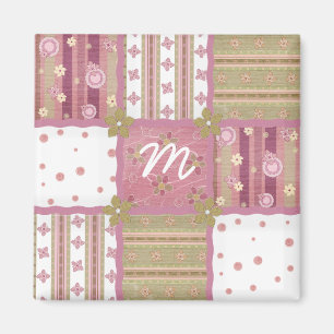 Magnet à monogramme patch quilt shabby chic