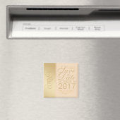 Magnet Aimanté Date de Mariage Rose Doré (In Situ (Lave-vaisselle))
