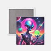 Magnet Alien brillant coloré (Recto/Verso)