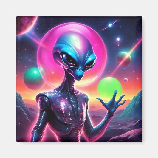 Magnet Alien brillant coloré (Devant)