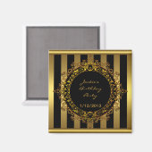 Magnet Anniversaire Fête Elegant Or Black Stripe (Recto/Verso)